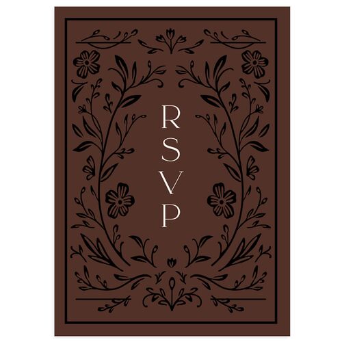 Ornate Storybook Wedding Response Cards Chocolate Signature Standard