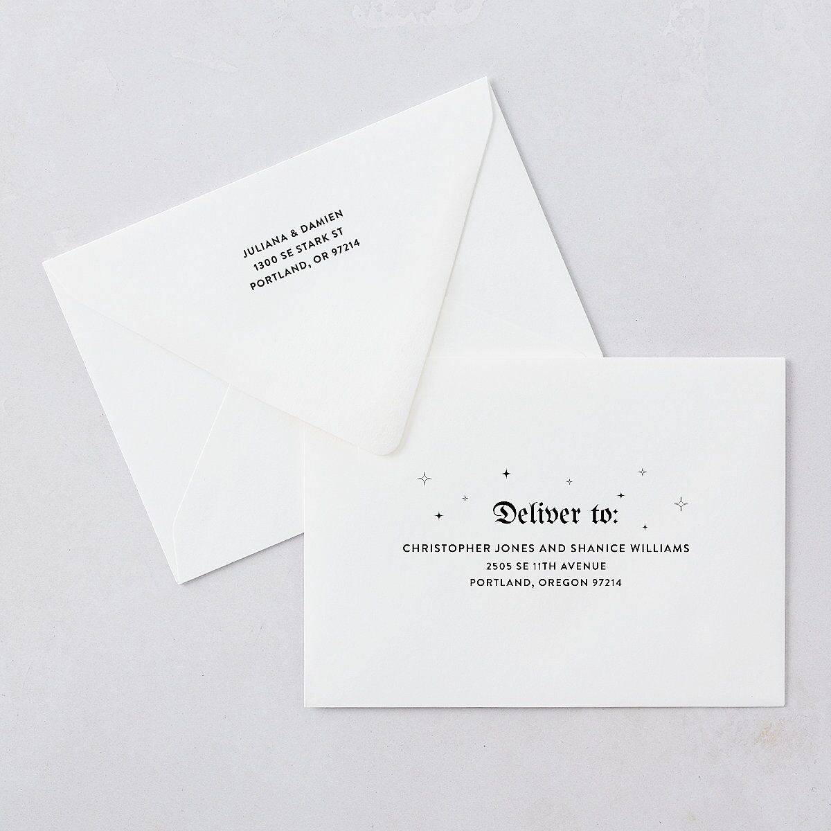Moody Gothic Rose Save The Date Card Euro Envelopes Midnight White Both Recipient and Return Addresses Luxe Signature
