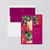 Diwali Grid Holiday Cards Raspberry Signature