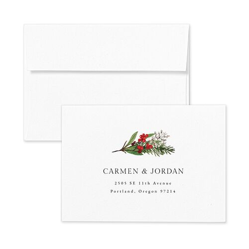 Christmas Poinsettia Response Card Envelopes White Ruby Return Address Signature Standard