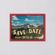 Retro Destination Postcard Inspired Save the Date Petite Cards Red Clay Signature smooth Blank No Standard