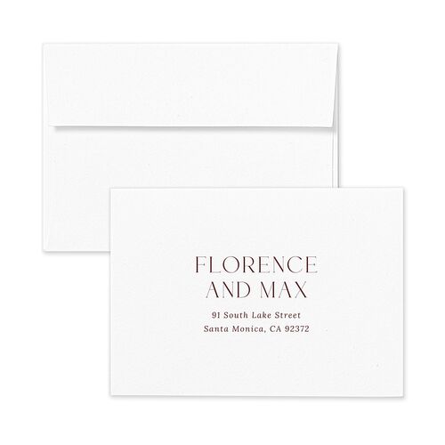 Modern Initials Wedding Response Card Standard Envelopes White Merlot Return Address Signature Standard