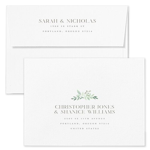 Greenery Altar Save The Date Card Envelopes Thyme Blue Return Address Signature Standard