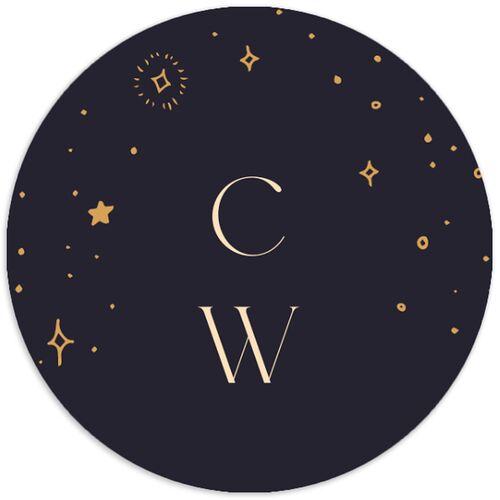 Celestial Galaxy Wedding Stickers Dark Navy Circle