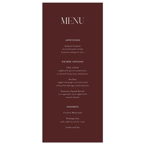 Monogram Portrait Menus Burgundy Signature