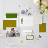 Hawaiian Tropical Monstera Frame Save the Date Cards Scottish Green Signature smooth Blank No Standard