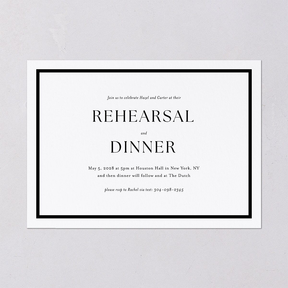 Simple Frame Rehearsal Dinner Invitations Pure White Signature Blank