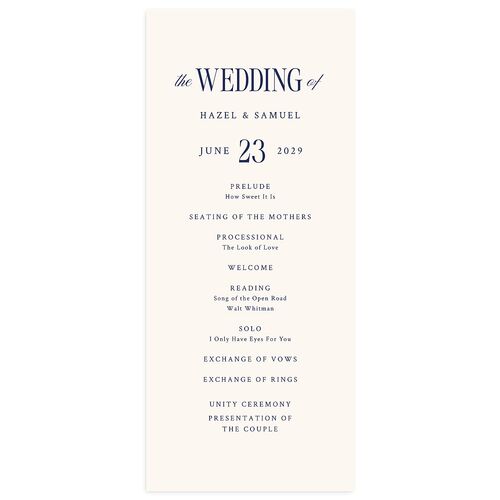 Elegant Wedding Of Wedding Programs Navy Signature