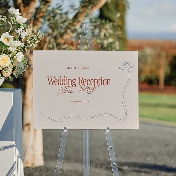 Modern Delicate Bows Standard Direction Sign Medium Jewel Red Standard Indoor Foam Core M Direction