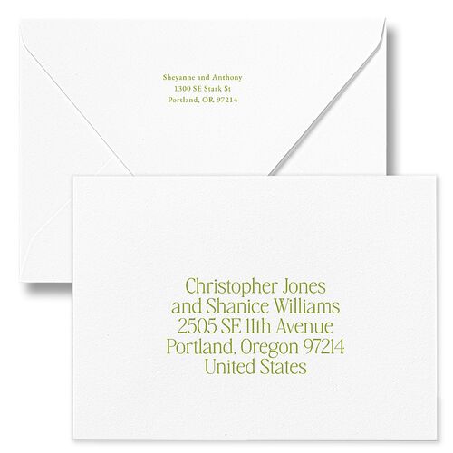 Modern Editorial Wedding Date Save The Date Card Euro Envelopes White Meadow Both Recipient and Return Addresses Luxe Signature