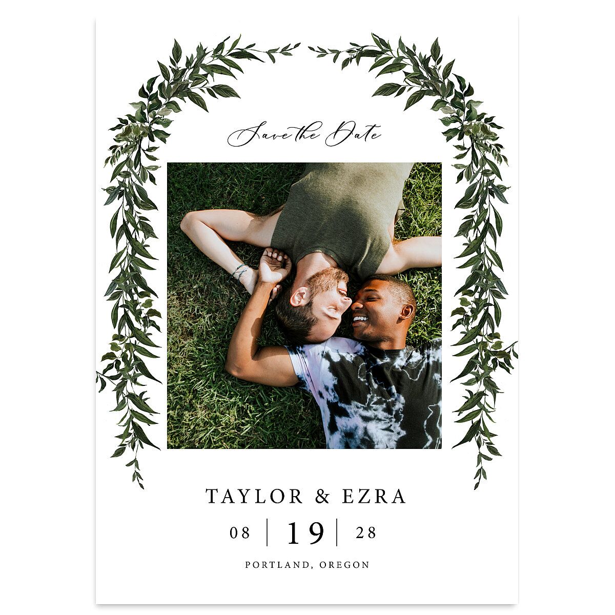 Rich Greenery Save The Date Cards