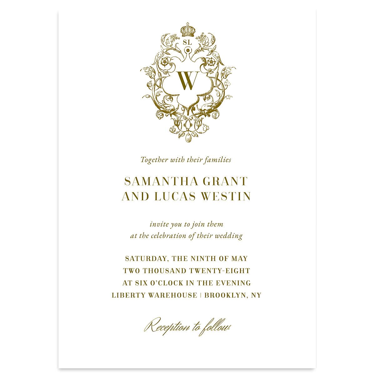 Ornate Vintage Crest Wedding Invitations