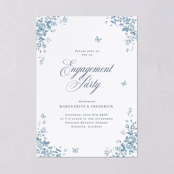 Elegant Rose Crest Engagement Party Invitations Sapphire Signature Blank Standard