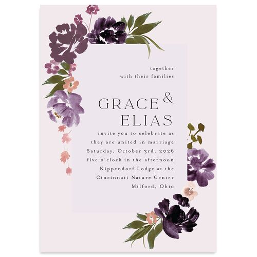 Autumn Romance Wedding Invitations Sheer Lilac Signature Blank No