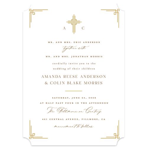 Church Cross Wedding Invitations Marigold Signature Blank No Ticket