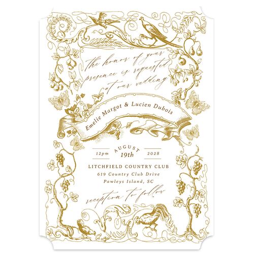 Vintage Toile Wedding Invitations Saddle Signature Blank No Ticket