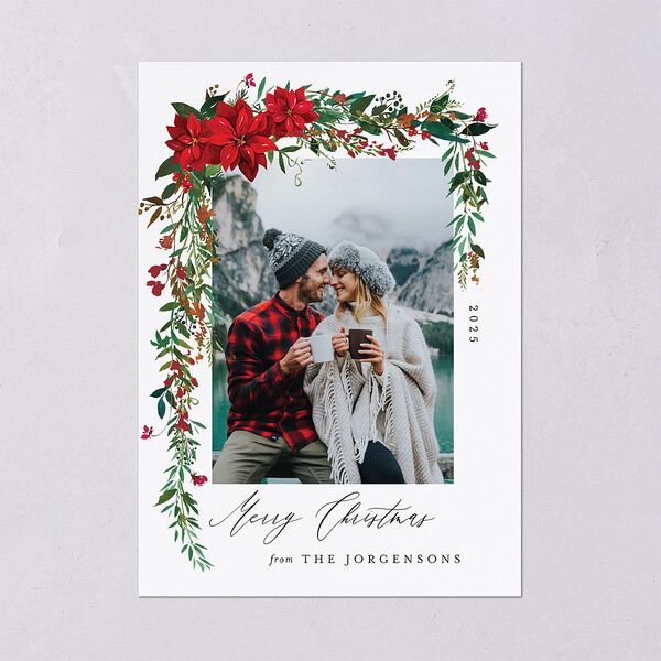 Boho Wildflower Holiday Holiday Cards Ruby Signature Blank
