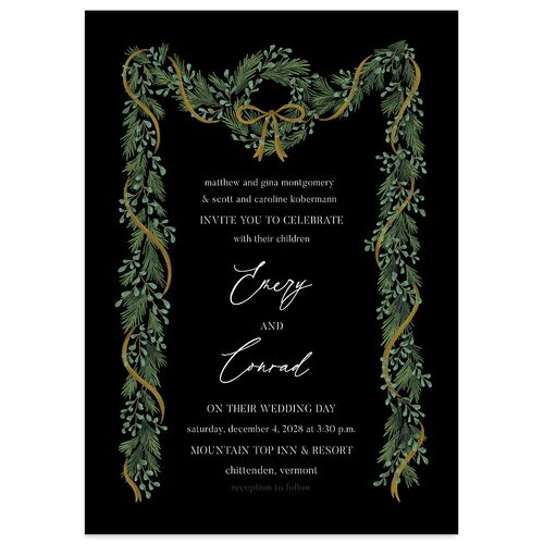 Festive Garland Wedding Invitations Midnight Signature Blank No Standard