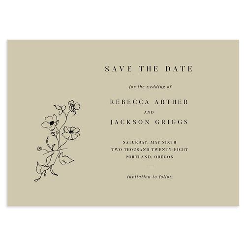 Elegant Minimal Save The Date Cards Champagne Signature smooth Blank No Standard