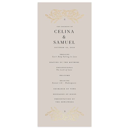 Floral Opulence Foil Wedding Programs Gold Licorice Signature