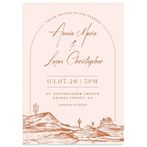 Western Cactus Wedding Invitations Terracotta Signature Blank No Standard