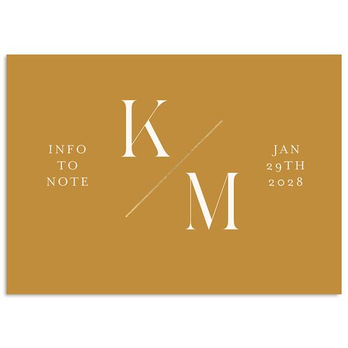 Monogram Slant Foil Wedding Enclosure Cards Gold Marigold Signature