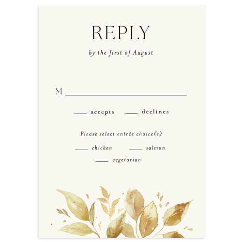 Autumn Frame Wedding Response Cards Gold Tan Signature Standard