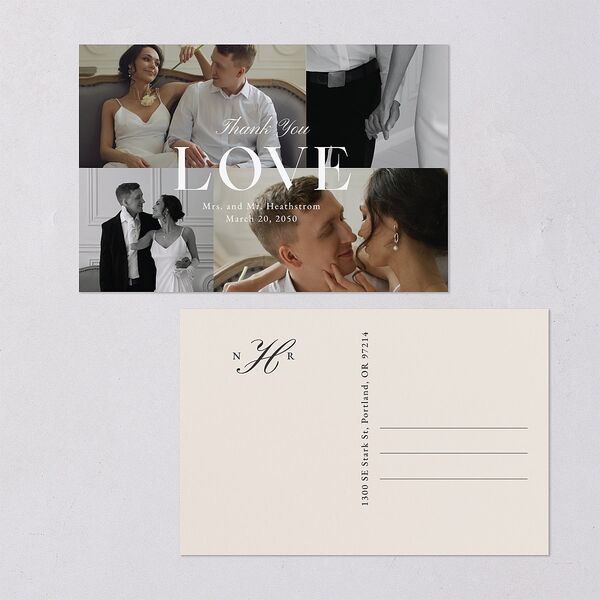 Modern Photo Collage Thank You Postcards Linen