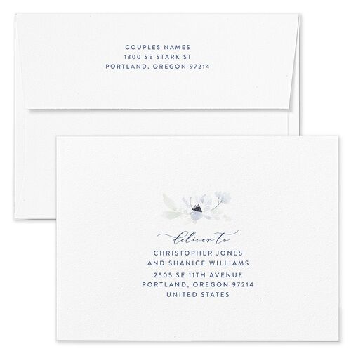 Shades Of Blue Rehearsal Dinner Invitation Envelopes Blue Standard Ocean Both Recipient and Return Addresses Signature