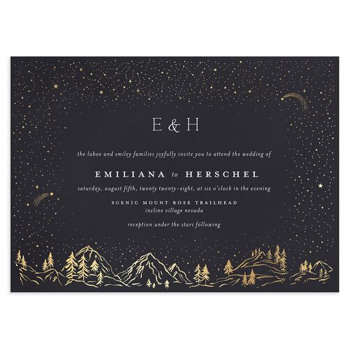 Mountain Sky Foil Wedding Invitations Gold Licorice Signature Blank No Standard