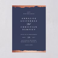 Elegant Edge Wedding Invitations Rose Gold Moody Blue Signature Blank No