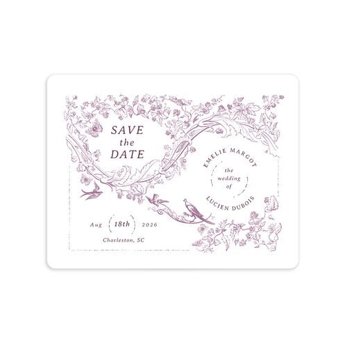 Vintage Toile Save The Date Magnets Plum Magnet Paper