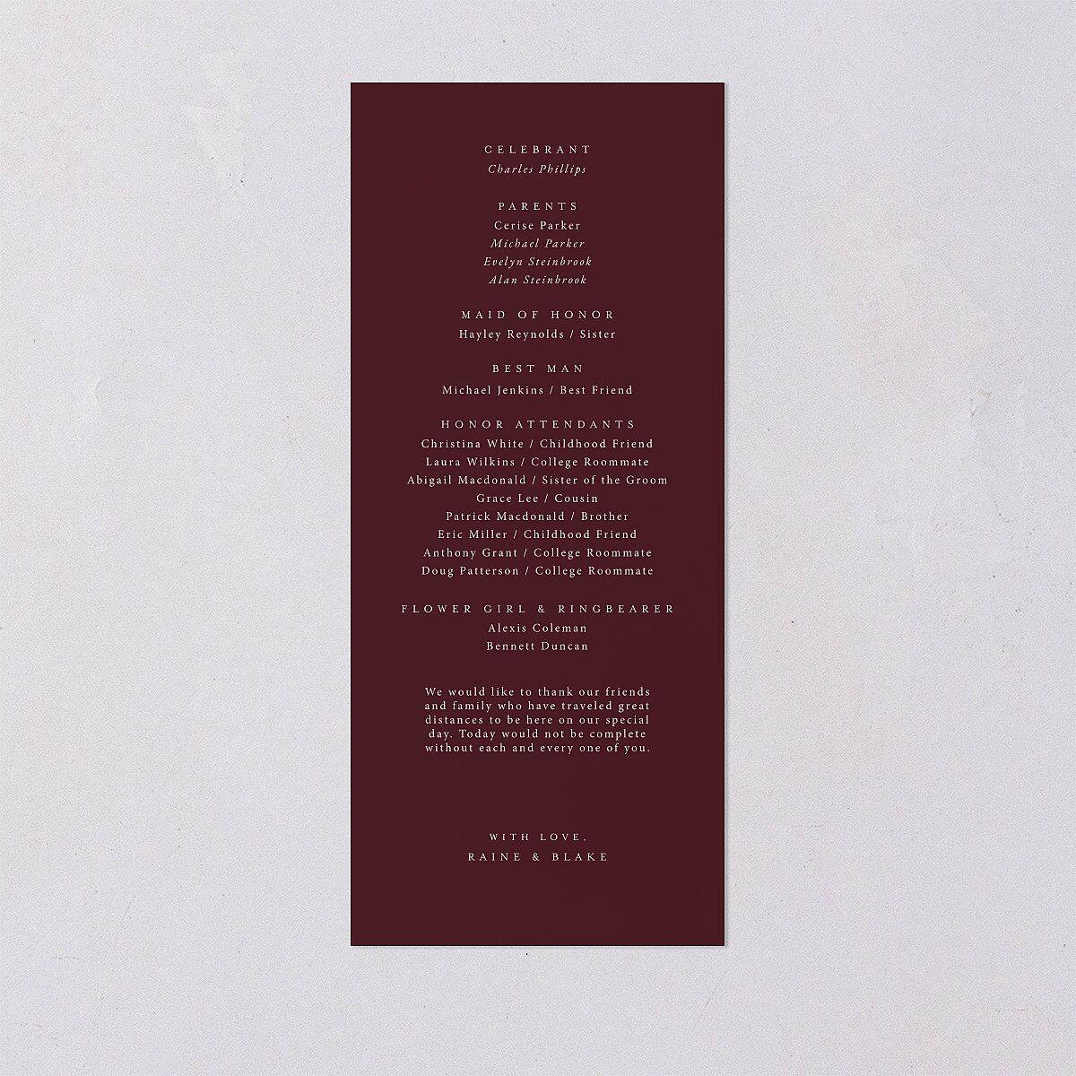 Vintage Gothic Wedding Programs Licorice Signature