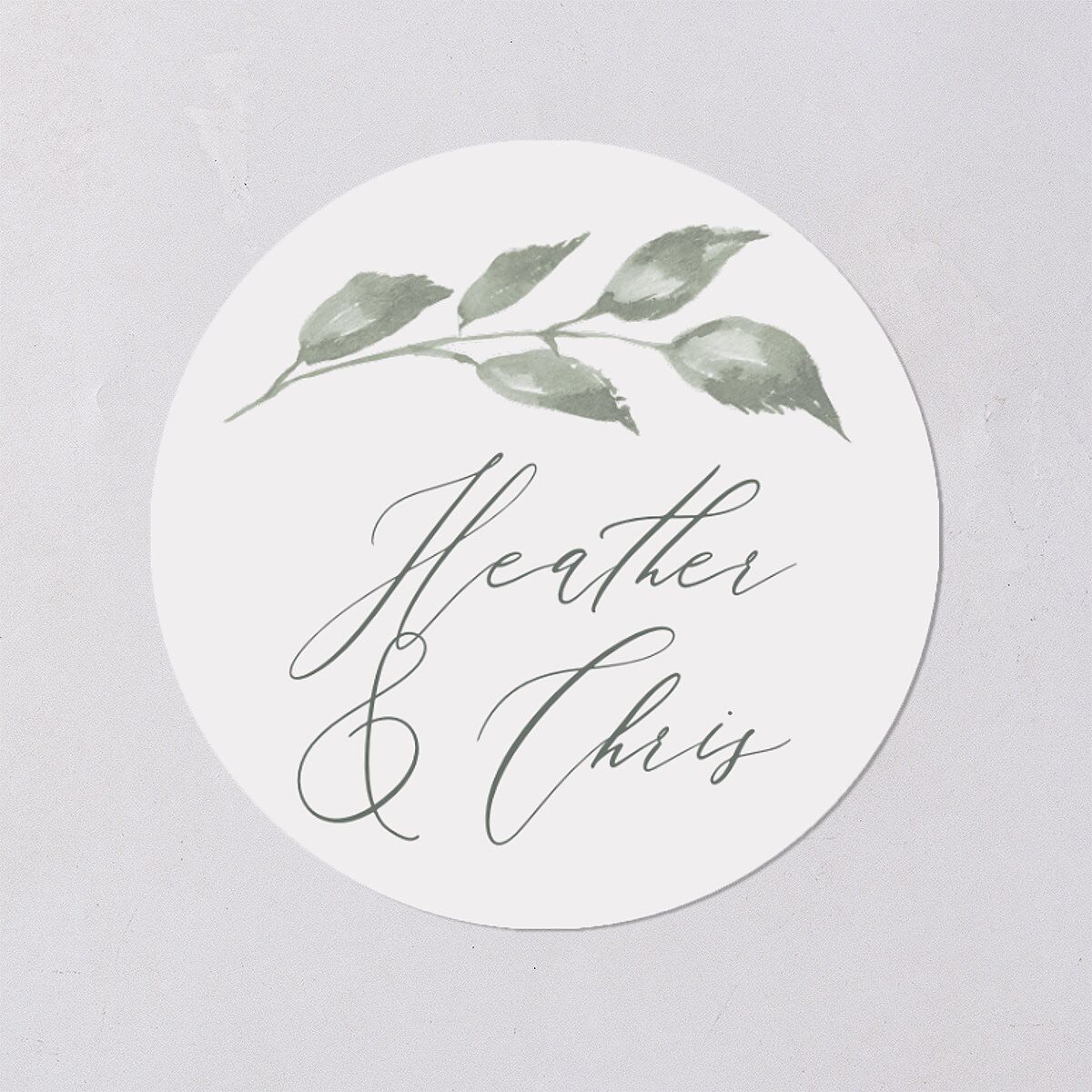 Dusted Calligraphy Wedding Stickers Sea Foam Circle