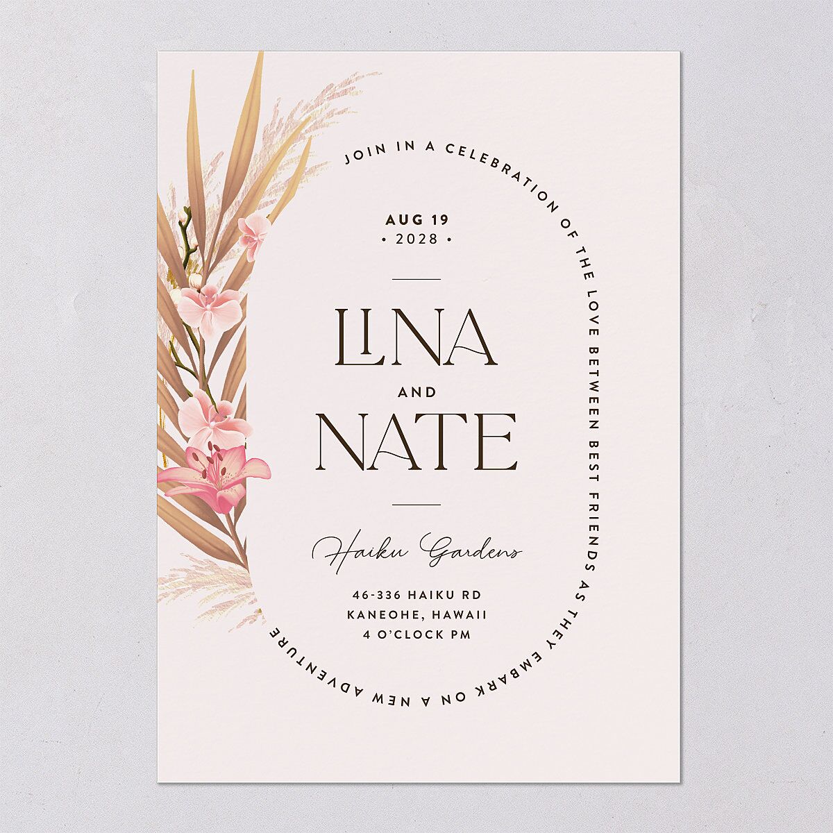 Tropical Oval Wedding Invitations — view 6