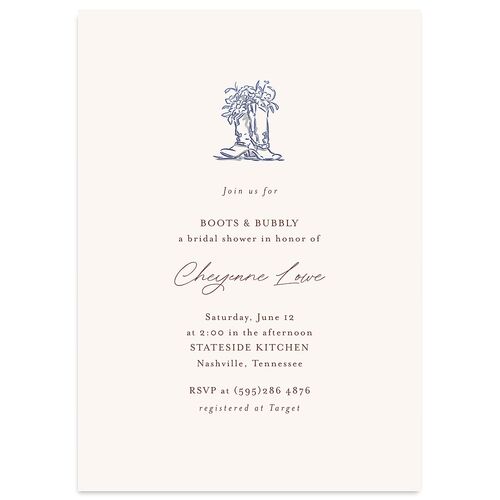 Western Wild Horses Bridal Shower Invitations Royal Blue Signature Blank Standard