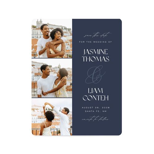 Intricate Ampersand Save The Date Magnets Moody Blue Magnet Paper