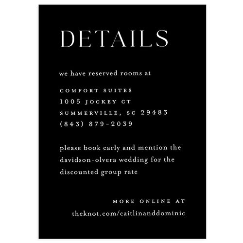 Classic Flourish Wedding Event Detail Cards Licorice Signature Standard