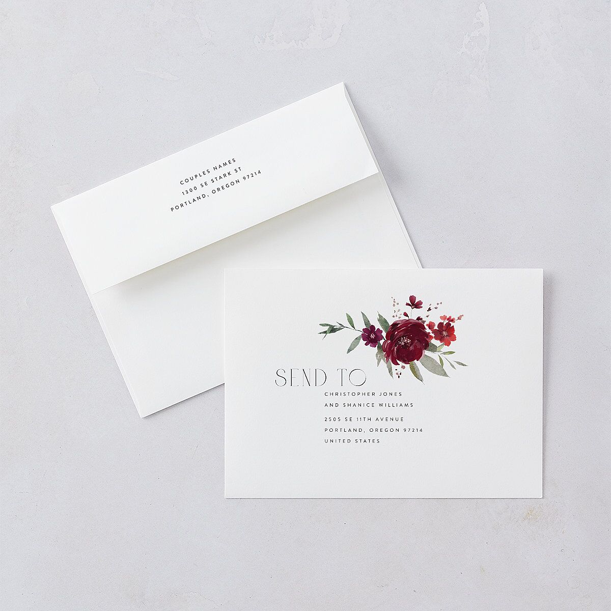 Beloved Union Save The Date Cards Merlot Signature smooth Blank No