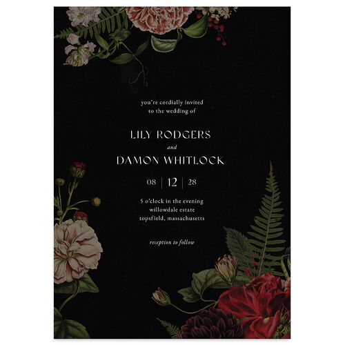 Gothic Floral Wedding Invitations Midnight Signature Blank No Standard