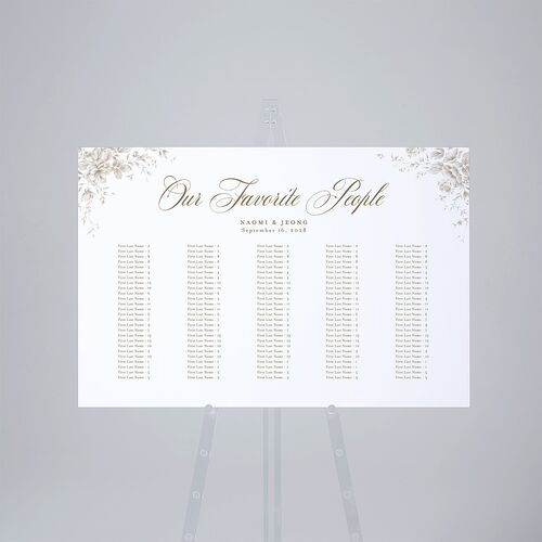 Vintage Florals Standard Seating Chart Large Sepia Standard Indoor Foam Core L Seating