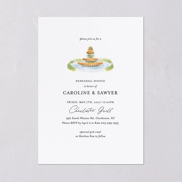 Charming Charleston Rehearsal Dinner Invitations Pure White Signature Blank