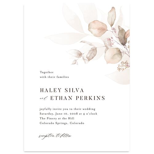 Romantic Greenery Wedding Invitations Tan Signature Blank No Standard