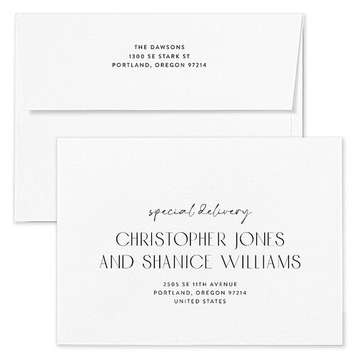 Shimmering New Year Holiday Card Envelopes Kraft Pure White Both Recipient and Return Addresses Standard Signature