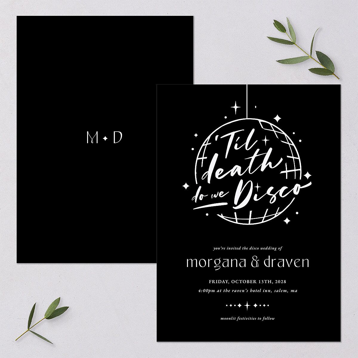 Til Death Do We Disco Wedding Invitations Licorice Signature Blank No Standard