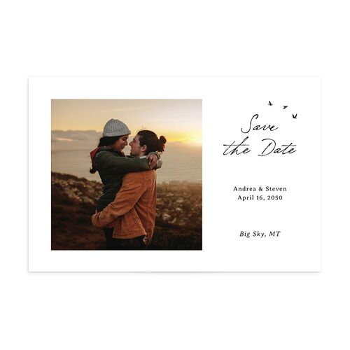 Elegant Mountain Monogram Save the Date Postcards Pure White