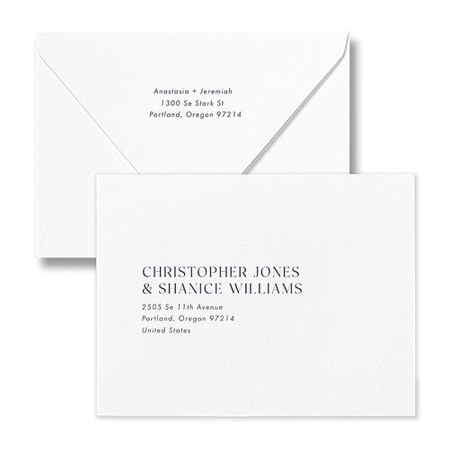 Photo Splash Save the Date Petite Card Euro Envelopes Navy White Both Recipient and Return Addresses Luxe Signature