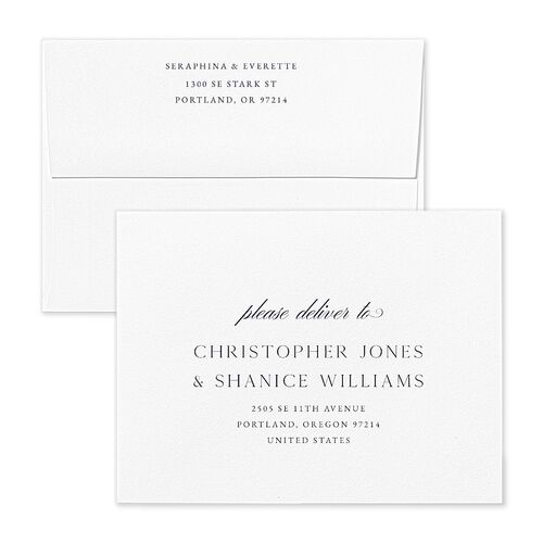 Elegant Damask Thank You Card Envelopes White Navy Both Recipient and Return Addresses Signature Standard