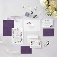 Leafy Frame Wedding Invitations Plum Signature Blank No Standard