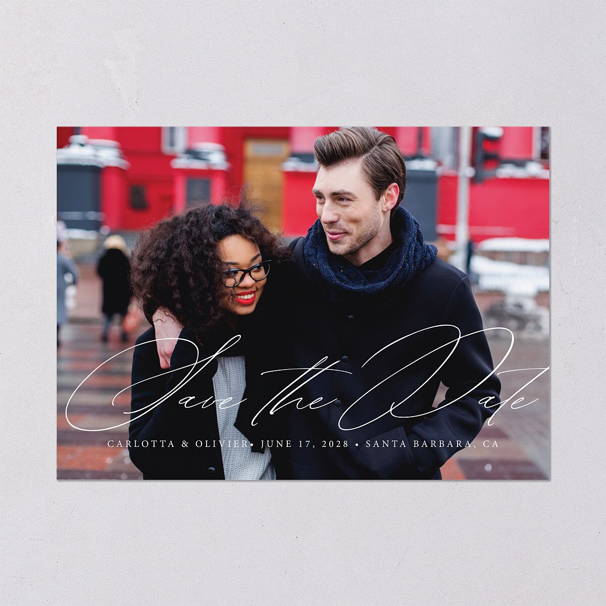 Simply Classic Save The Date Cards Charcoal Signature smooth Blank No Standard
